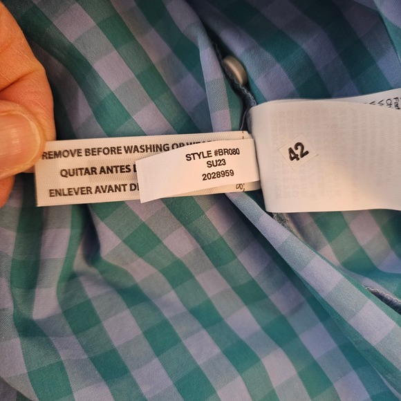 J.Crew Gingham Ruffle Neck Smocked Puff Sleeve Cotton Poplin Blouse Women's S - Picture 6 of 6